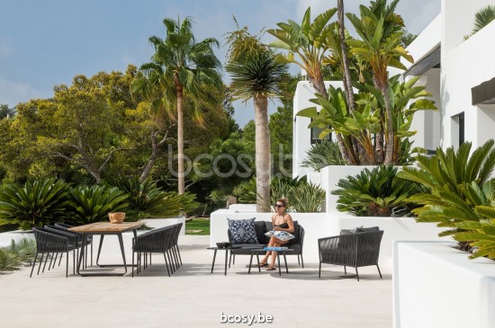 Jati Kebon Fortuna Rope Sofa 1-Sitzer Sunbrella natte grey chine nat 10022 quick dry foam Aluminium anthrazit matt Schnur Hol.