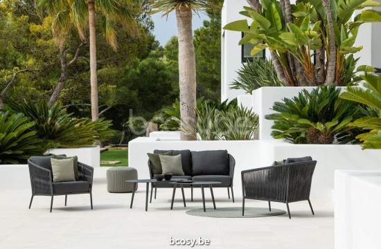 Jati&Kebon Fortuna Rope Loungesets 1zit Antraciet mat aluminium Antraciet.