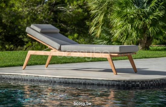 Jati Kebon Ritz Teak Sunlounger Rope Taupe Straight Weaving.