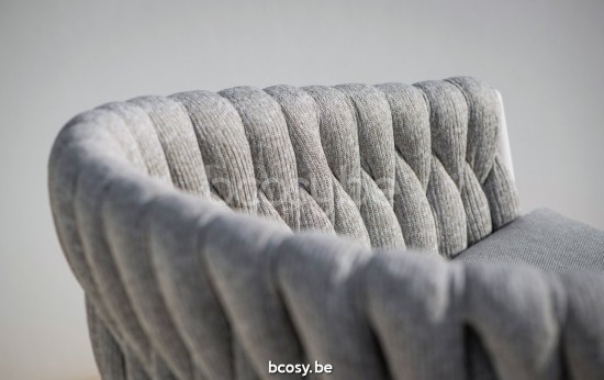 Jati Kebon Fortuna Socks Canapé 1 place Sunbrella natte grey chine nat 10022 quick dry foam Aluminium blanc mat.