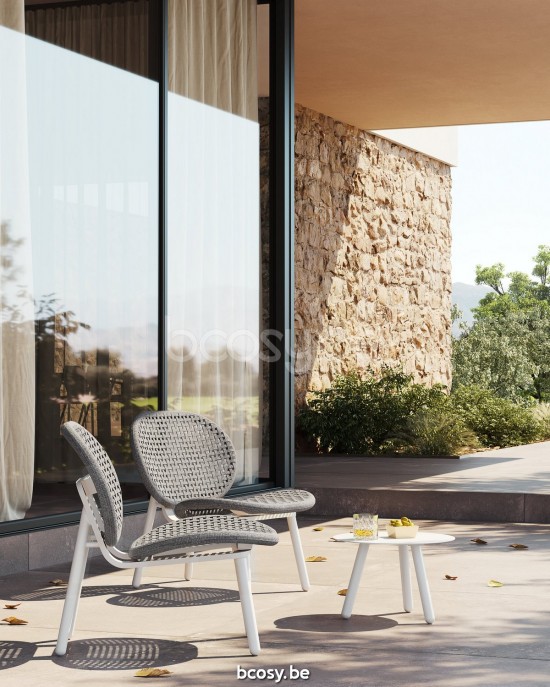 Jati&Kebon Skate Alu Loungesets 1zit Wit mat aluminium Lichtgrijs melange.