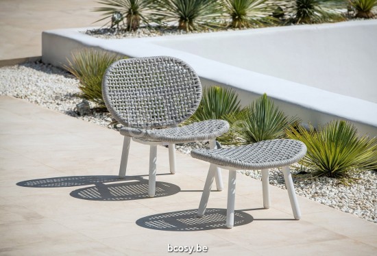 Jati&Kebon Skate Alu salons de jardin détente 1 place Aluminium blanc mat Gris clair mélangé.