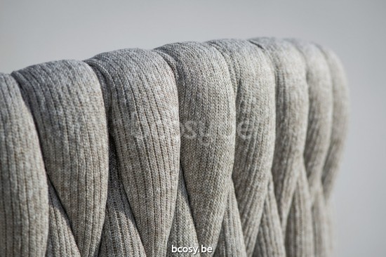 Jati Kebon Fortuna Socks Sofa 2,5-sitzig Sunbrella natte grey chine nat 10022 quick dry foam Weißes mattes Aluminium.