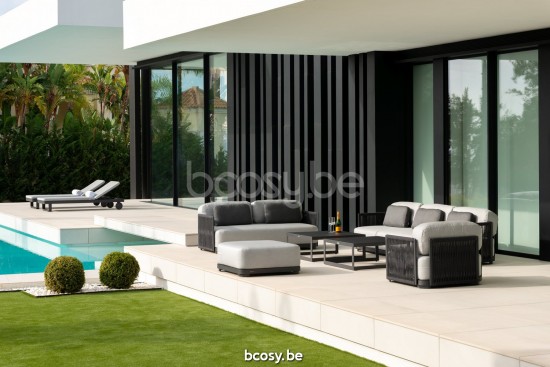 Jati Kebon Durbuy Lounge Base 1-Seat Alu Charcoal Mat.