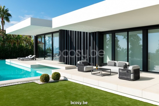 Jati&Kebon Durbuy Loungesets 1zit Antraciet mat aluminium.