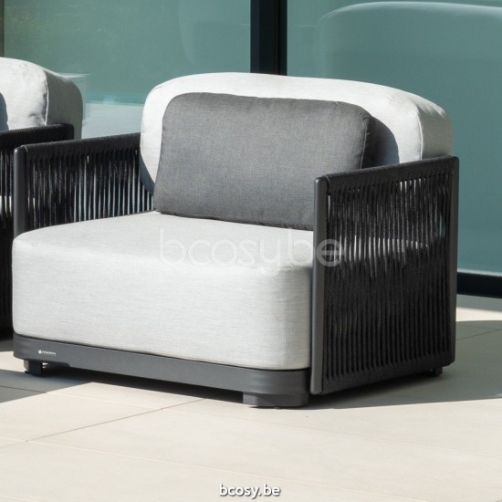 Jati Kebon Durbuy Lounge Base 1-Seat Alu Charcoal Mat.