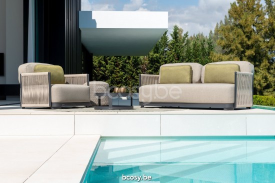 Jati Kebon Durbuy Loungesockel 2-sitzig Ohne kissen Aluminium anthrazit matt.