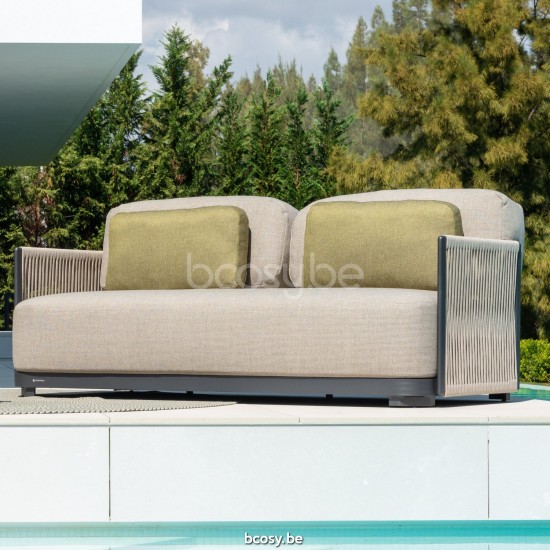 Jati Kebon Durbuy Lounge Base 2-Seat Alu Charcoal Mat.