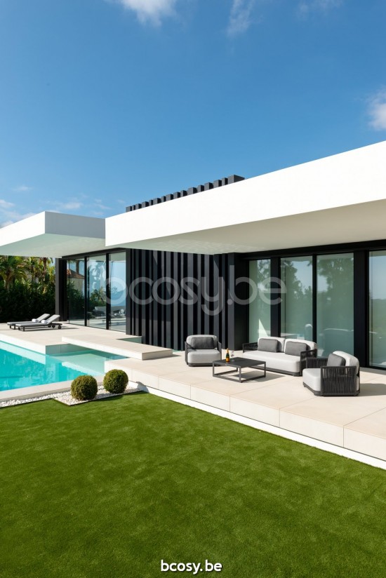 Jati Kebon Durbuy Loungebasis 2-zit Zonder kussens Antraciet mat aluminium.