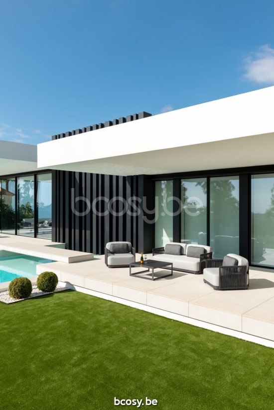 Jati Kebon Durbuy Loungesockel 2-sitzig Ohne kissen Aluminium anthrazit matt.