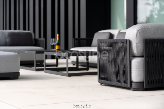 Jati Kebon Durbuy Lounge Base 2-Seat Alu Charcoal Mat.