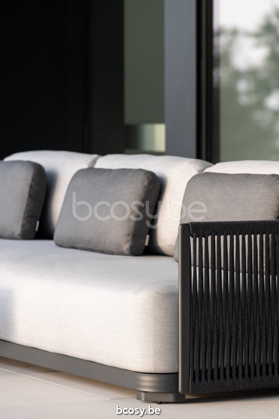 Jati Kebon Durbuy Lounge Base 3-Seat Alu Charcoal Mat.