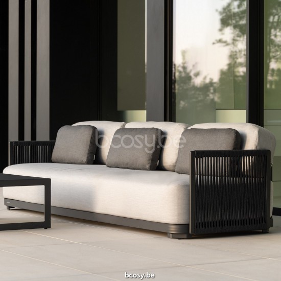 Jati Kebon Durbuy Lounge Base 3-Seat Alu Charcoal Mat.