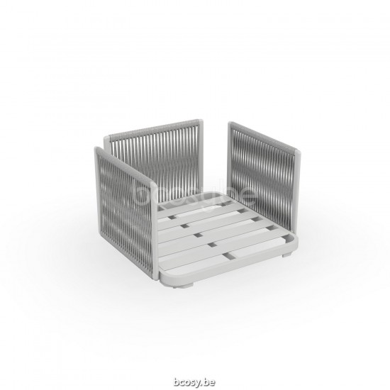 Jati Kebon Durbuy Loungesockel 1-sitzig Ohne kissen Weißes mattes Aluminium.