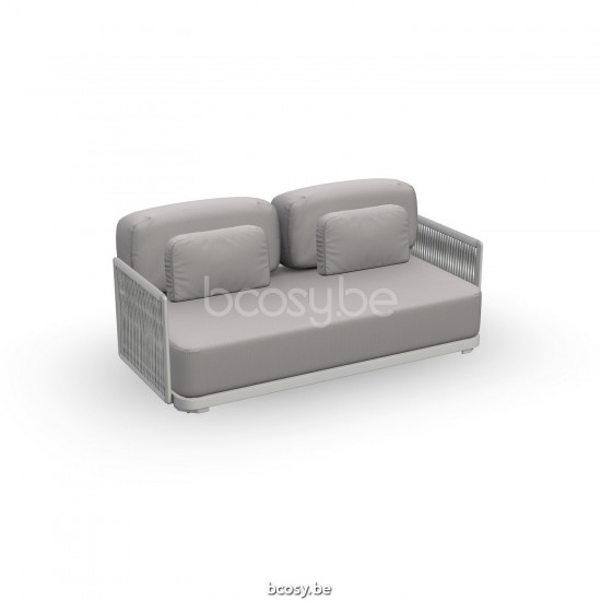 Jati Kebon Durbuy Loungesockel 2-sitzig Ohne kissen Weißes mattes Aluminium.