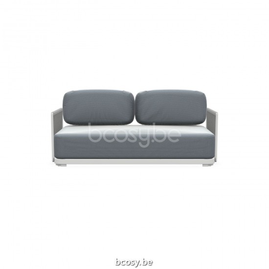 Jati Kebon Durbuy Sofa 2-zits Wit mat aluminium.