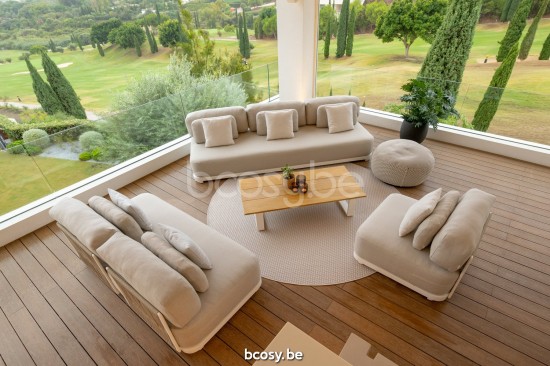 Jati Kebon Durbuy Base salon 3 places Sans coussins Aluminium blanc mat.