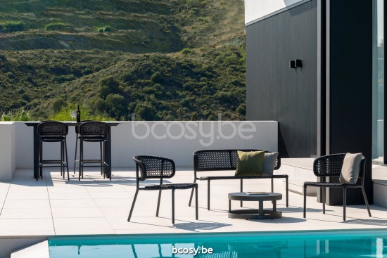 Jati&Kebon Butterfly garden outdoor bar chairs stools Charcoal mat aluminium Charcoal.