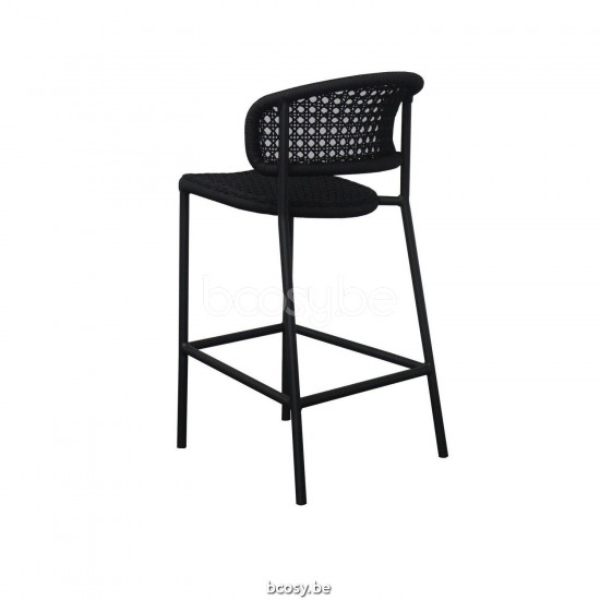 Jati Kebon Butterfly Tabouret de bar sans accoudoirs Sans coussins Aluminium anthracite mat Corde anthracite.