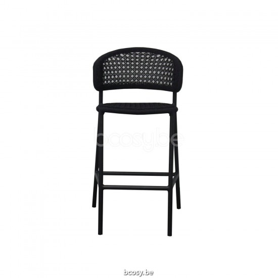 Jati Kebon Butterfly Barhocker ohne Armlehnen Ohne kissen Aluminium anthrazit matt Schnur Holzkohle.