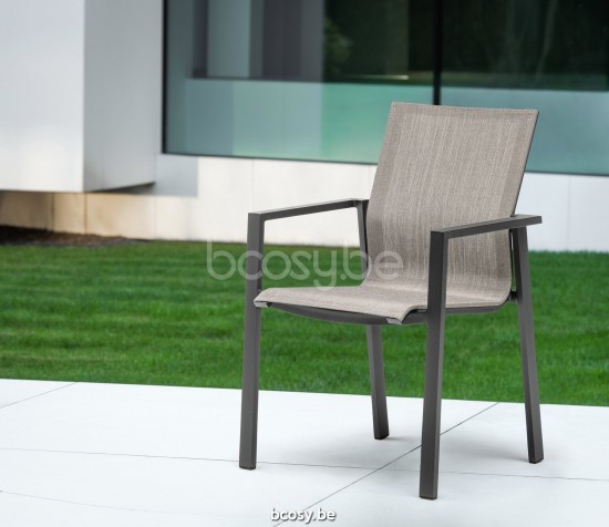 Jati&Kebon Beja opvouwbare tuinstoelen buitenstoelen stapelbaar in aluminium Antraciet mat aluminium.