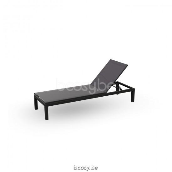 Jati Kebon Cadzand Sunlounger Alu Charcoal Mat Batyline Serge Ferrari Eden Grey Dark Grey.