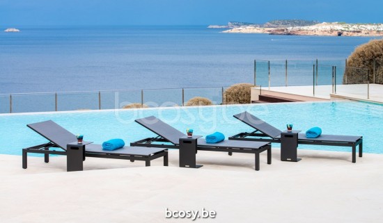 Jati Kebon Cadzand Chaise longue Sans coussins Aluminium noir mat.