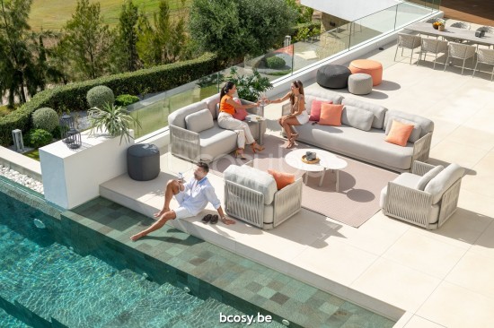 Jati Kebon Durbuy Lounge Base 1-Seat Alu Sand Mat.