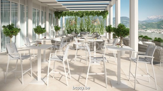 Jati Kebon Parana Bartafel Wit mat aluminium Tafelblad Aluminium plaat Wit mat aluminium.