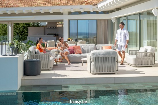 Jati Kebon Durbuy Loungebasis 3-zit Zonder kussens Zandkleur.