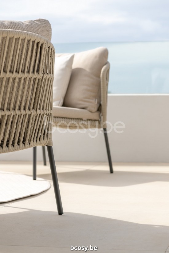 Jati&Kebon Lima salons de jardin détente 2 places Aluminium anthracite mat Beige uni.