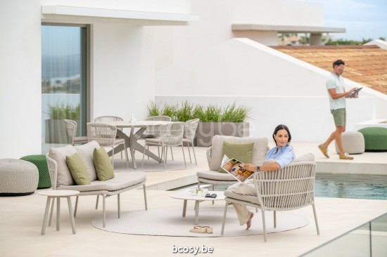 Jati Kebon Lima 2-zit met diepe zitting Zonder kussens Zandkleur Koord Linnen.