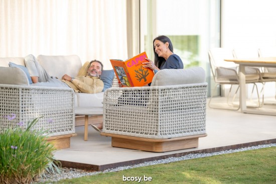 Jati Kebon Acri Canapé 1 place Sans coussins Couleur sable Corde Linnen.