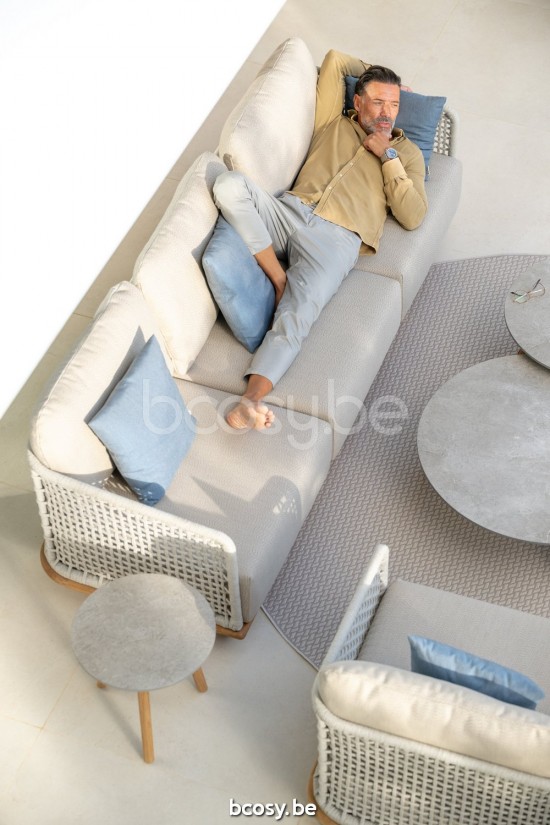 Jati Kebon Acri Sofa 3-zits Zonder kussens Zandkleur Koord Linnen.