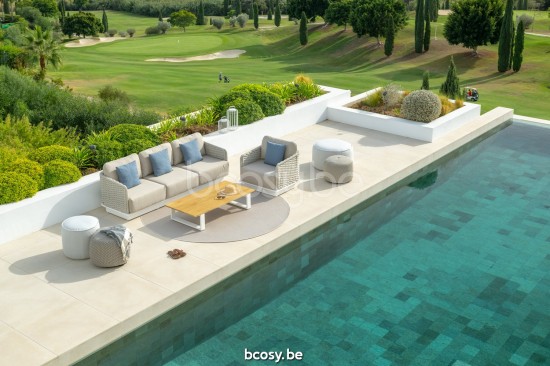 Jati Kebon Acri Canapé 3 places Sans coussins Couleur sable Corde Linnen.