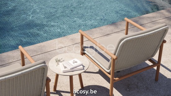 Jati&Kebon Ronda tuinsalontafels bijzettafels koffietafels voor buiten terras Zandkleur.