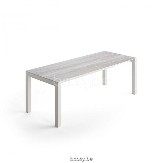 Jati Kebon Forli Extendable Dining Table Alu Dune Mat Ceramic Travertino White 6mm 220-280x100.