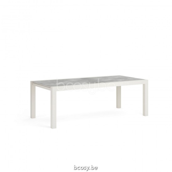 Jati Kebon Livorno Tuintafel Dune mat aluminium Tafelblad Keramisch.