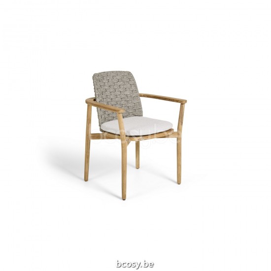 Jati Kebon Boho Armchair Teak Natural Smooth Rope Greige 30mm Full Weaving.