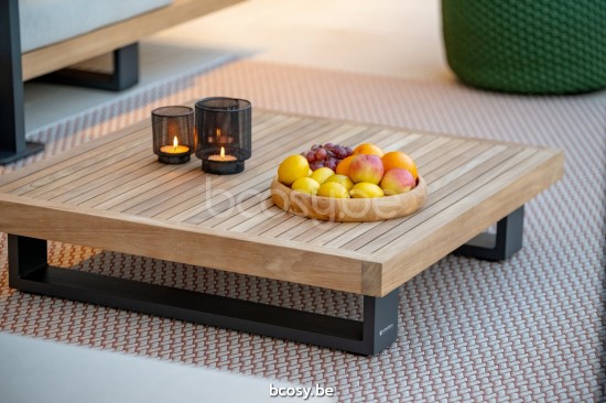 Jati Kebon Truro Tuinsalontafel Antraciet mat aluminium Tafelblad Teak.