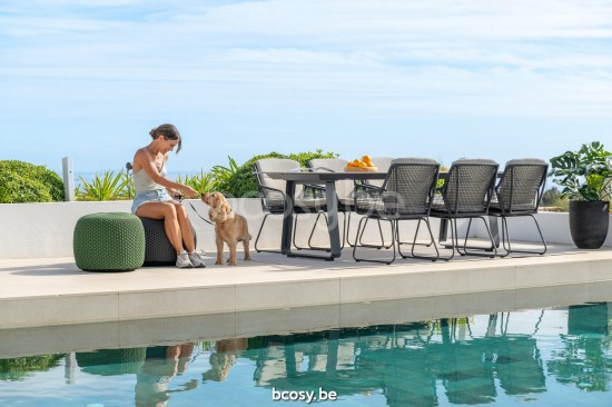 Jati Kebon Elko Table de jardin Aluminium anthracite mat Dessus de table Céramique Palladium grey 12mm.