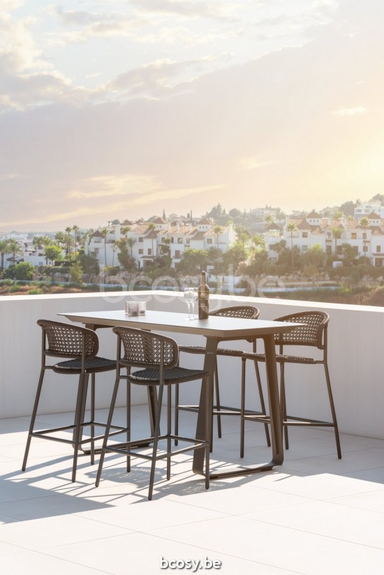 Jati Kebon Elko Bartafel Antraciet mat aluminium Tafelblad Keramisch Asgrijs.