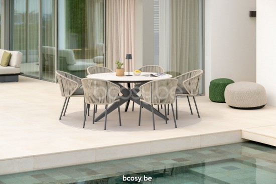 Jati Kebon Yate Tuintafel Antraciet mat aluminium Tafelblad Keramisch Chianca 12mm.