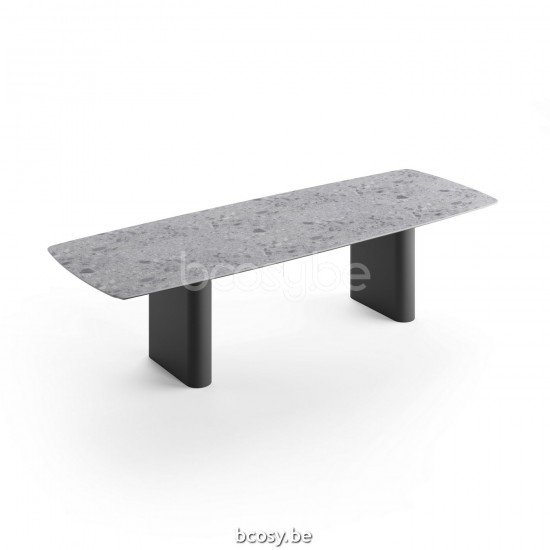 Jati Kebon Amorelli Dining Table Alu Charcoal Mat Ceramic Terrazzo Grey 6mm 300x105.