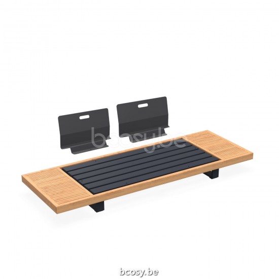 Jati Kebon Truro Lounge Base 2Seat, Backrest, Side Table Alu Charcoal Mat Teak Natural Smooth.