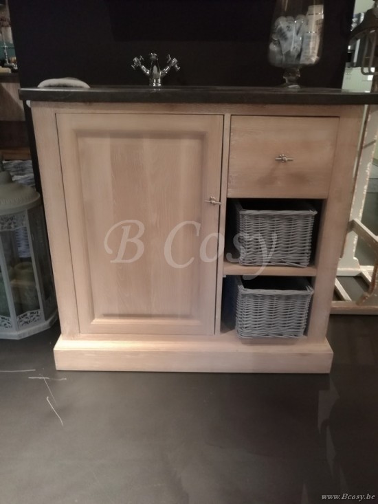 Lee Lewis BATH 021W BATHROOM Wash table white wash one person Lee&Lewis Cosy Cottage BAD White Wash EIK country cottage style bathroom furniture lower cabinet 1 door 1 drawer 2 baskets white washed oa