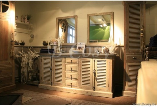 COTTAGE COUNTRY MEUBLE DE SALLE DE BAIN RUSTIQUE 2 LAVABOS TIMELESS LIVING Lee&Lewis Belgique Timeless Living BATHROOM BATH150W meuble lavabo salle de bains style rural cottage campagnard rétro rustic