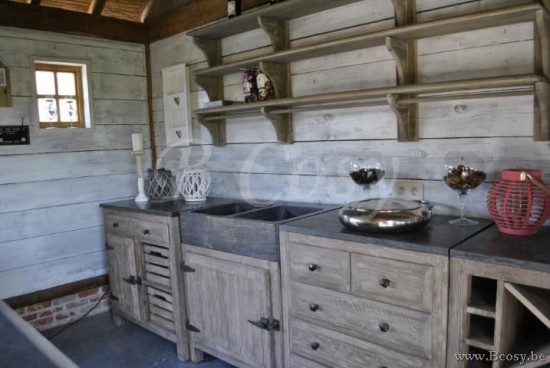 Lee&Lewis Lee Lewis KITCHEN KITCH01B Kücheregal 3 Niveaus Alte Pinie Massiv Oliv Tannenholz Olivegruen