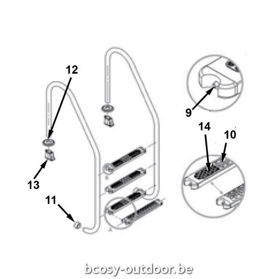 Flexinox Zwembadladder Standaard AISI 316 antislip 3 treden.