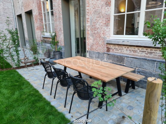 Vincent Sheppard Matteo bancs de jardin en aluminium Cadre en Aluminium Noir 195x40.